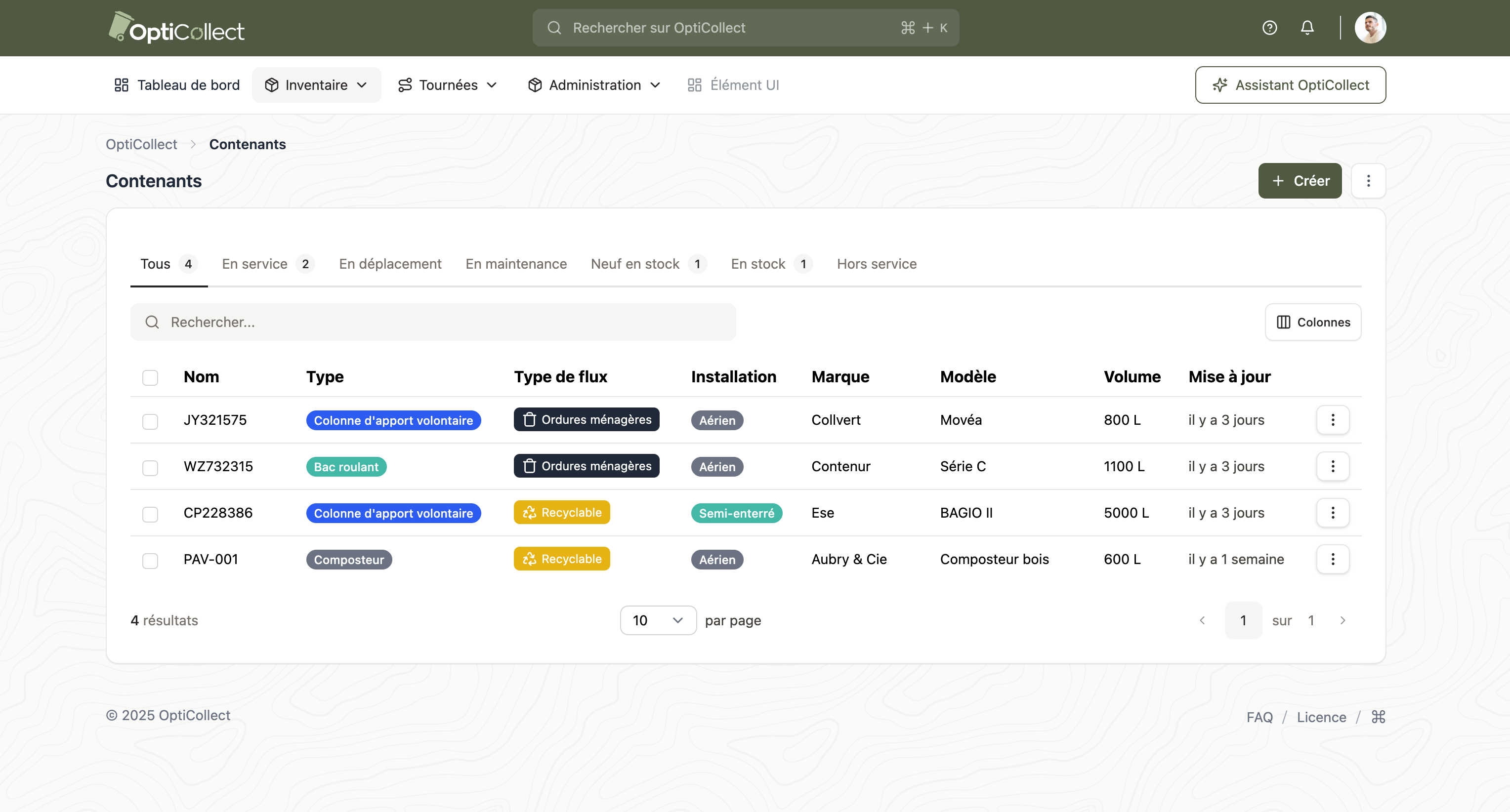 Screenshot OptiCollect